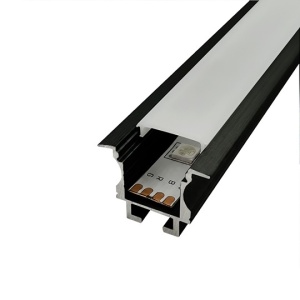 Ugradni aluminijumski profil za LED trake 25 × 19 mm sa žabicama – crna varijanta, glavni prikaz
