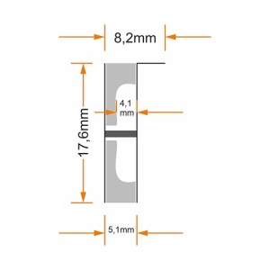 Ugradni aluminijumski profil za LED trake 8,2 × 17,6 mm – sivi, 2 m
