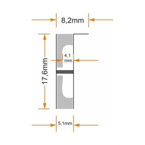 Ugradni aluminijumski profil za LED trake 8,2 × 17,6 mm – sivi, 2 m