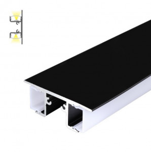 Dupli crni aluminijumski profil za LED trake — profil sa postavljenim difuzorom