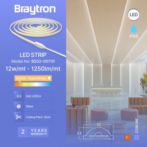 LED traka COB 220V 12W 360 LED toplo bela 50 m - Img 4