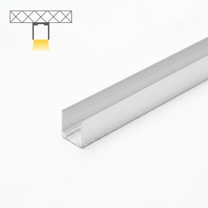 Nadgradni aluminijumski NEON profil za LED trake 10 × 10 mm bez difuzora – detalj i presek