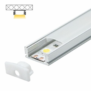 Nadgradni aluminijumski profil za LED trake 17,4 x 7 mm – sivi, 2 m sa belim difuzorom – profil i završni element iz drugog ugla