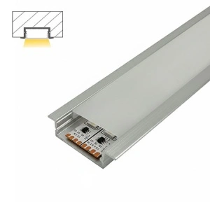 Ugradni aluminijumski profil za LED trake 41 × 10 mm – siva varijanta, detalj i presek