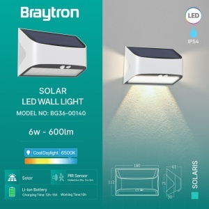 Solarna zidna lampa sa senzorom pokreta 6W — šema povezivanja sa svetlom ili LED trakom