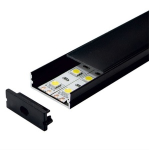 Crni nadgradni aluminijumski profil za LED trake sa difuzorom 2m
