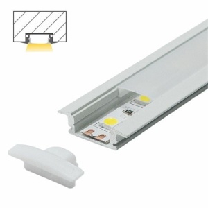 Bela ugradni aluminijumski profil za led trake 24,7 × 7 mm sa belim difuzorom – prikaz 2