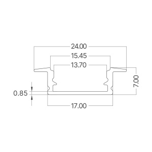 Ugradni aluminijumski profil za LED trake RC1707, 2 m – crna varijanta – prikaz 3
