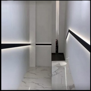 Dupli crni aluminijumski profil za LED trake — bočni izgled kanala za LED traku