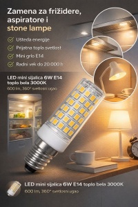 LED mini sijalica 6W toplo bela