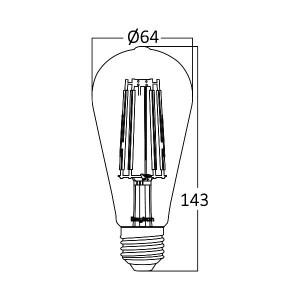 Led sijalica filament ST64 E27 6w 510 lumena 2200 kelvina DIMABILNA DIMENZIJE