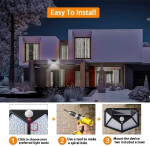 Solarna LED zidna lampa 100 LED sa PIR senzorom - slika 6