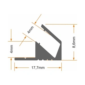 Ugaoni aluminijumski profil za LED trake 17,7 × 8,6 mm – sivi, 2 m