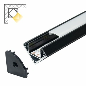 Ugaoni nadgradni aluminijumski profil za LED trake, Crna – detalj oblika i difuzora