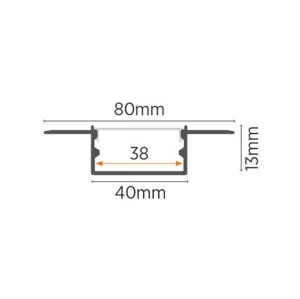 Alu profil za LED trake 80mm – bočni prikaz oblika i kućišta