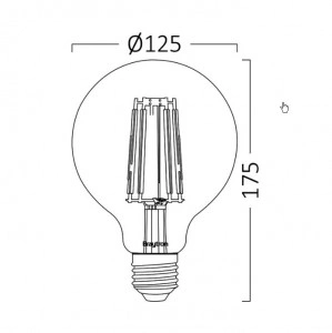 Dekorativna LED filament sijalica 6W sa ekstra toplim svetlom — bočni pogled na kućište i grlo