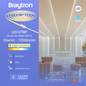 LED traka COB 220V 12W 360 LED neutralno bela 50 m - Img 4