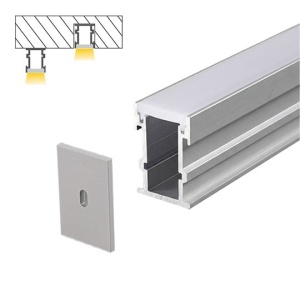Detalj i presek – Podni ugradni aluminijumski profil za LED trake 21 × 25,8 mm – sivi, 2 m