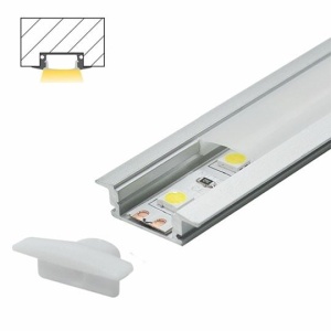 Siva ugradni aluminijumski profil za led trake 24,7 × 7 mm sa belim difuzorom – prikaz 2