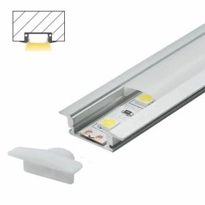 Siva ugradni aluminijumski profil za led trake 24,7 × 7 mm sa belim difuzorom – prikaz 2