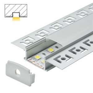 Ugradni aluminijumski profil za LED trake 61 x 14 mm – siva varijanta, dodatni prikaz kompletnog profila