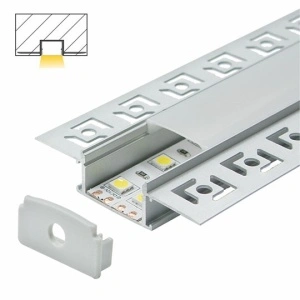 Ugradni aluminijumski profil za LED trake 61 x 14 mm – siva varijanta, dodatni prikaz kompletnog profila