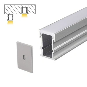 Detalj i presek – Podni ugradni aluminijumski profil za LED trake 21 × 25,8 mm – sivi, 2 m