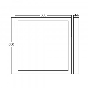 Tehnički crtež dimenzija aluminijumskog rama za LED panele 60x60 (600 x 600 x 40 mm)