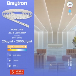 LED traka 20W 240LED 2835 24V 10m - 3000K/4000K/6500K – bočni prikaz oblika i kućišta