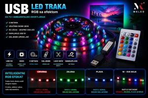 LED traka USB RGB 5V 5m sa daljinskim upravljačem