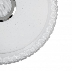 Okrugla LED plafonjera sa zvučnikom i Bluetooth kontrolom — krupni plan oboda i centralnog zvučnika