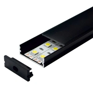 Tanki nadgradni aluminijumski profil za LED trake 30 x 10 mm – crna varijanta, kompletan proizvod