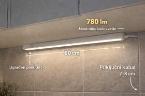 LED strela armatura za kuhinjske elemente sa prekidačem 60 cm