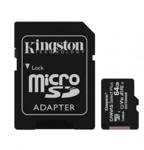 Memorijska Kartica 64GB - Pouzdan prenos multimedijalnih podataka — prednja strana adaptera i memorijske kartice
