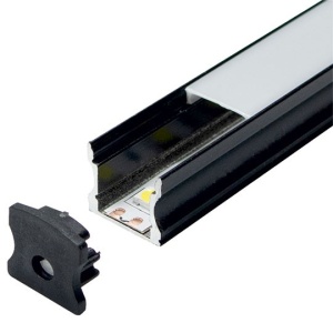 Nadgradni aluminijumski profil za LED trake 17,2 x 14,4 mm – crna izvedba