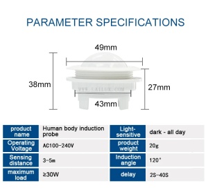 Dimenzije i parametri mini PIR senzora pokreta