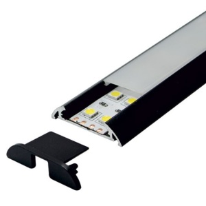 Široki aluminijumski profil za LED trake sa difuzorom u crnoj boji 