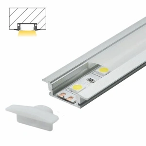 Ugradni aluminijumski profil za LED trake 24,7 x 7 mm – sivi, 3 m sa belim difuzorom – profil i završni element iz drugog ugla