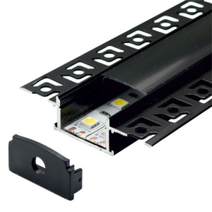 Ugradni aluminijumski profil za LED trake 61 x 14 mm – crna varijanta, kompletan proizvod