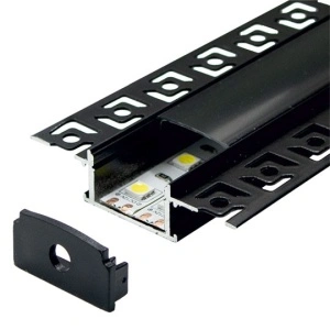 Ugradni aluminijumski profil za LED trake 61 x 14 mm – crna varijanta, kompletan proizvod