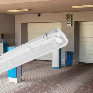 Vodootporno kućište za LED cevi 120cm za 2 cevi — krupni plan važnih delova kućišta