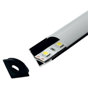 Crni ugaoni aluminijumski profil za LED trake 15,8 × 15,8 mm