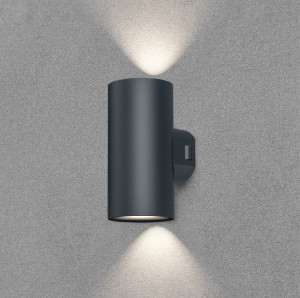 Fasadna LED lampa dvostrana 2x9W CCT za zid (antracit crna bela) — zadnja strana sa montažnom pločom