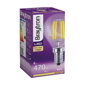 LED filament sijalica mali balon 4 W — fabričko pakovanje sa prikazom providne sijalice