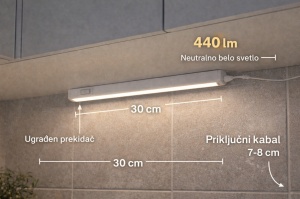 LED strela armatura za kuhinjske elemente sa prekidačem 30 cm