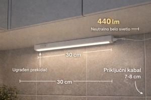 LED strela armatura za kuhinjske elemente sa prekidačem 30 cm