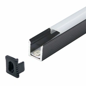 Nadgradni aluminijumski profil za LED trake, Crna – detalj oblika i difuzora