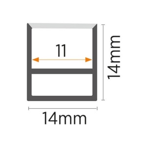 Silikonski NEON profil za LED trake 14x14mm — bočni izgled kanala za LED traku