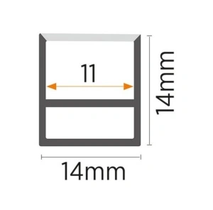 Silikonski NEON profil za LED trake 14x14mm — bočni izgled kanala za LED traku