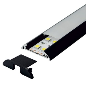 Široki nadgradni aluminijumski profil za LED trake 39 x 8,6 mm – crna izvedba